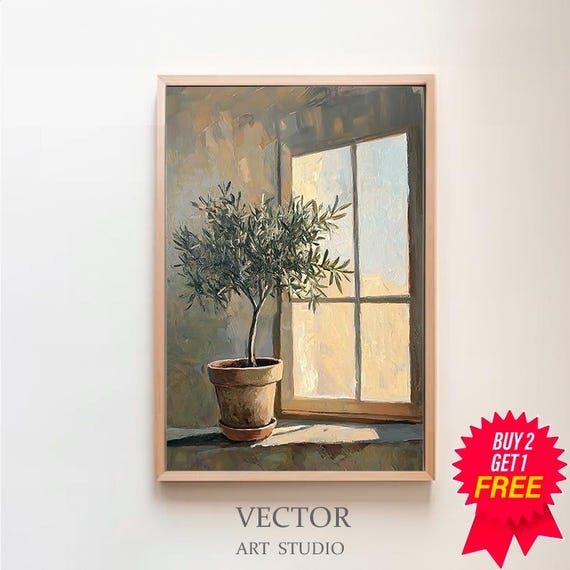 Vintage Still Life Olive Tree Painting Muted Tones Collection Tranquil Stillness By Artedya Wall Art