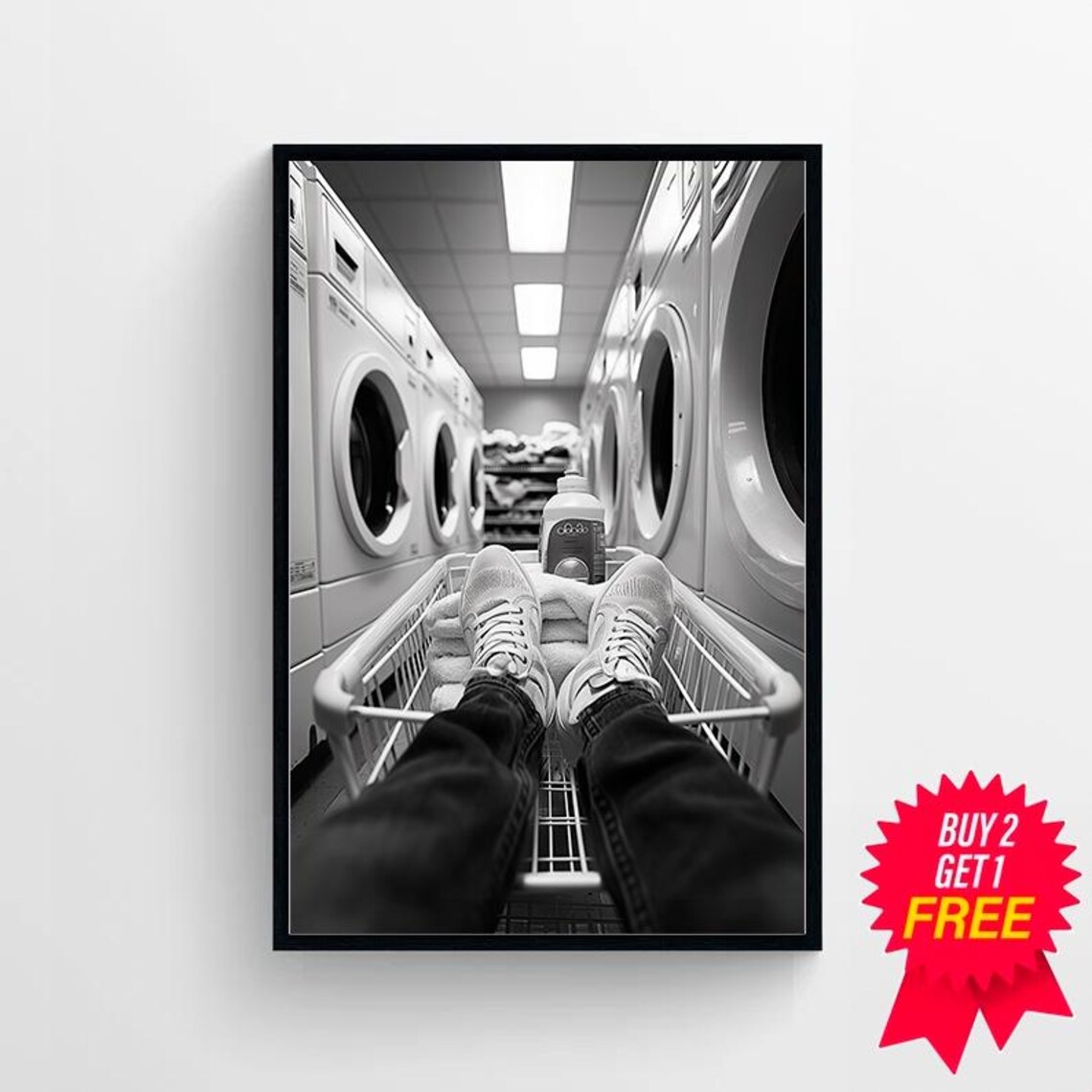 Laundry Day Wall Art Black And White Funny Wall Art Laundry Room Decor Wall Art - Image 4