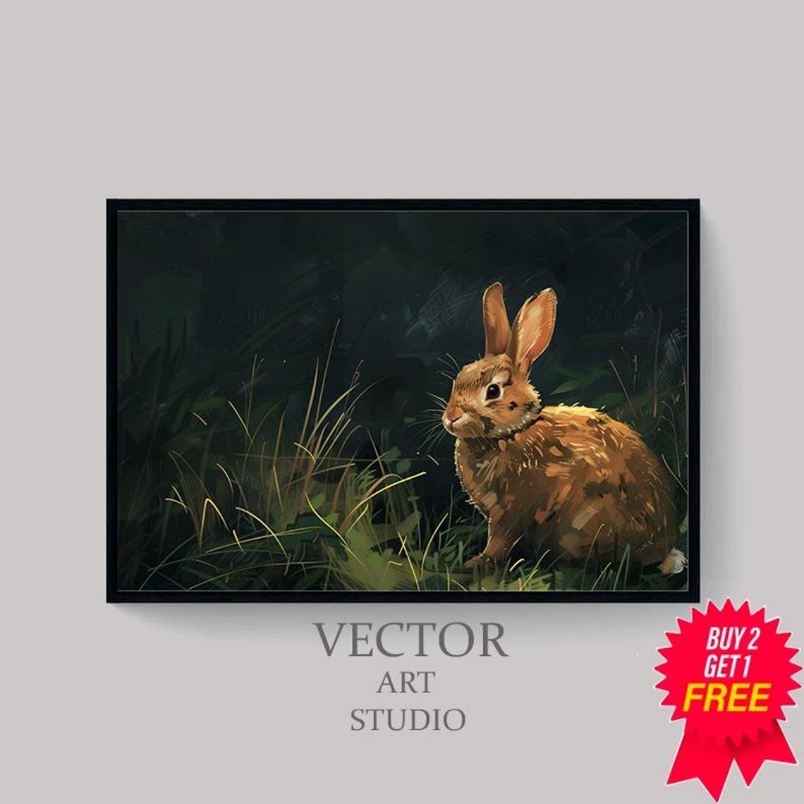 Dark Easter Frame Tv Art Neutral Bunny Painting Tv Rabbit Spring Screensaver Moody Easter Decor - Image 4