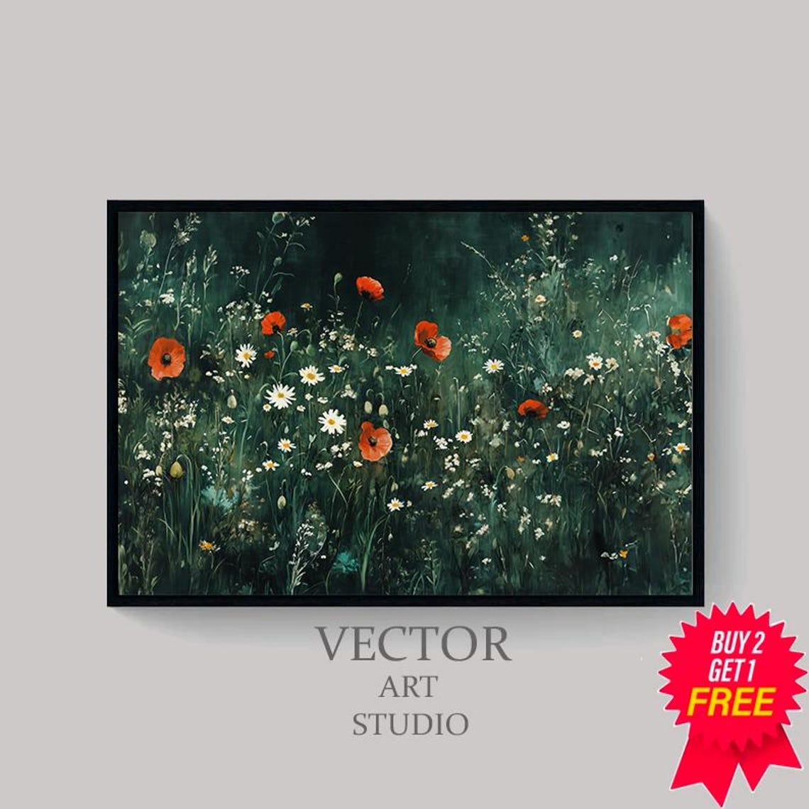 Vintage Dark Floral Art Moody Botanical Flower Painting Print Dark Academia Aesthetics Farmhouse Wall Art - Image 4