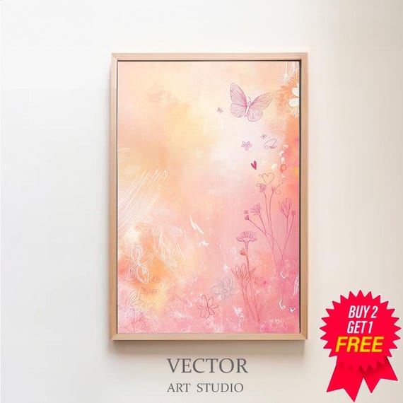Abstract Giclee Wall Art Colorful Butterfly Art Large Oil Painting Oversize Abstract Art Mid Century Modern Original Art Print