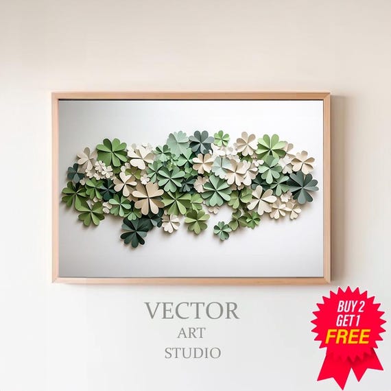 St Patricks Day Frame Tv Art Watercolor Shamrock 3d Frame Tv Art Modern Organic Decor Clover Earth Tone Lg Gallery