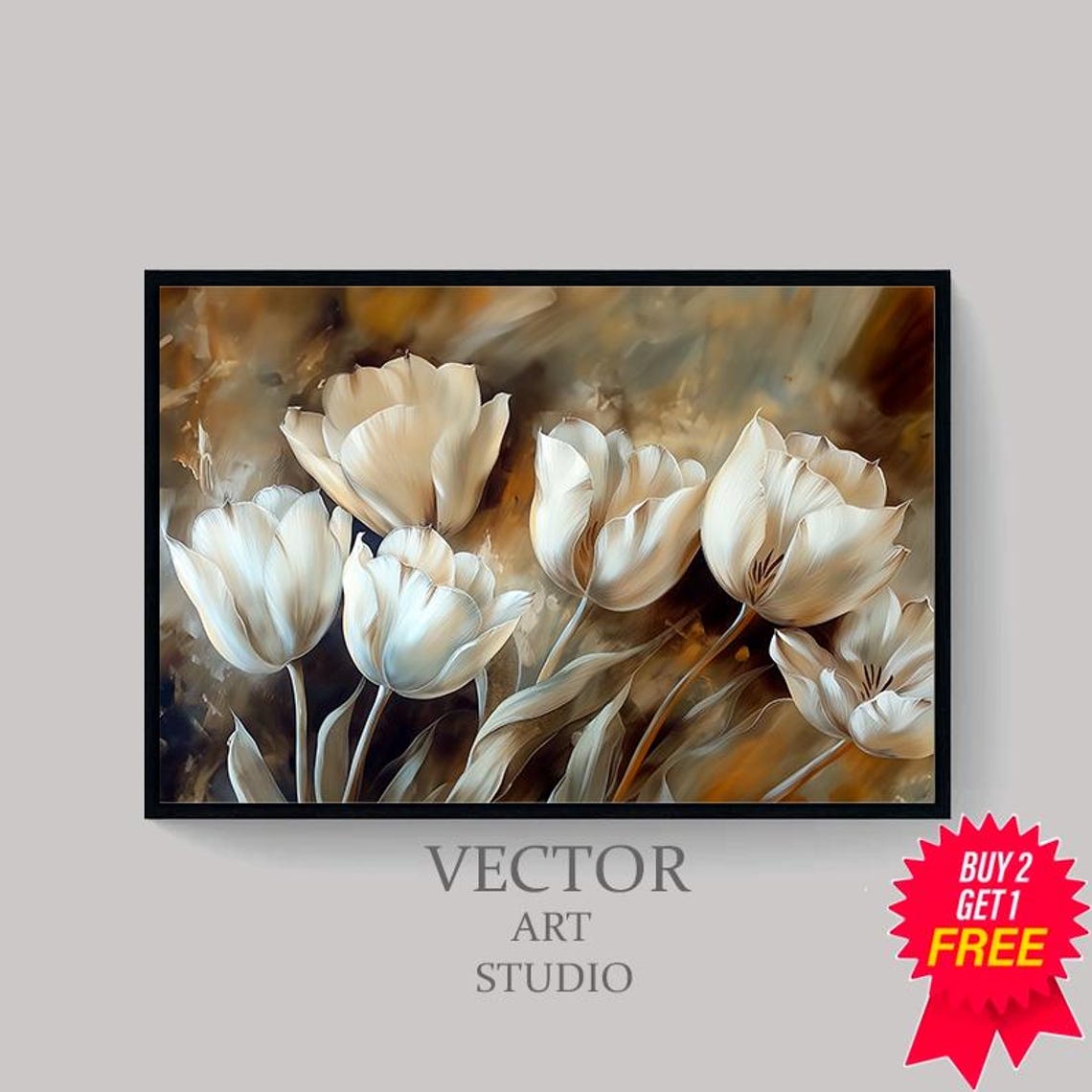 Spring Tulips Frame Tv Art Neutral Flower Tv Art Spring Botanical Easter Screensaver Moody Vintage Floral Oil Painting - Image 4