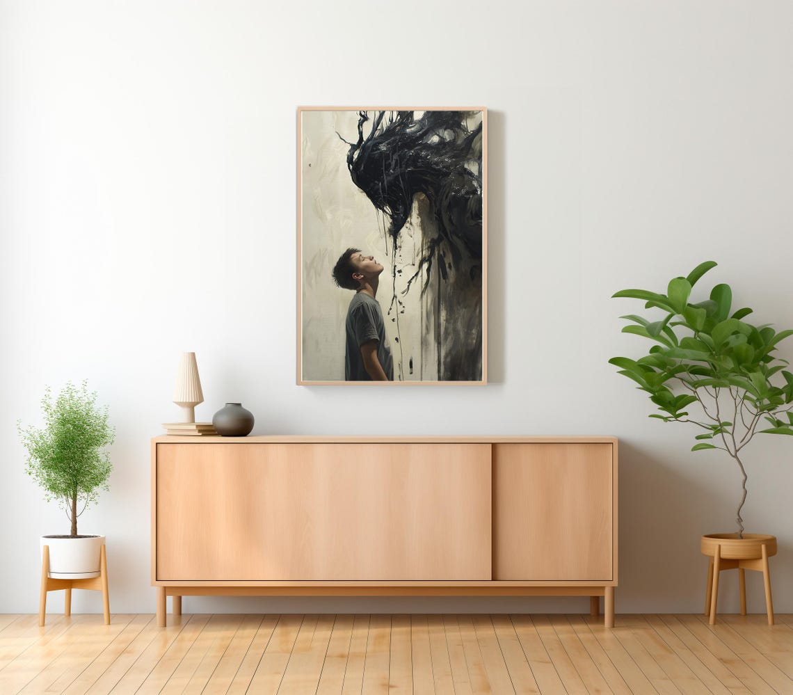 Devil Embrace Woman In Burgundy With Demon Behind Gothic Poster - Image 2