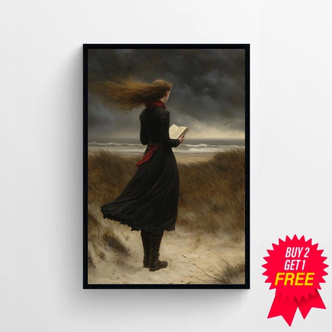 Moody Girl With Books Vintage Art Dark Academia Prints - Image 4