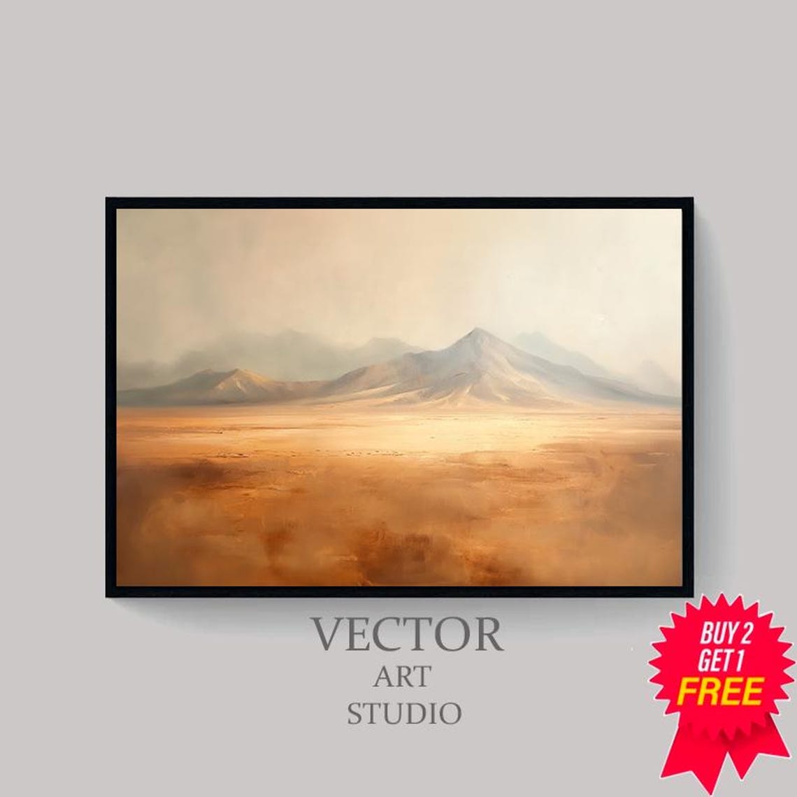 Mountain Landscape Frame Tv Art Neutral Abstract Tv Art Rustic Scenery Screensaver Moody Minimal Oil Painting - Image 4