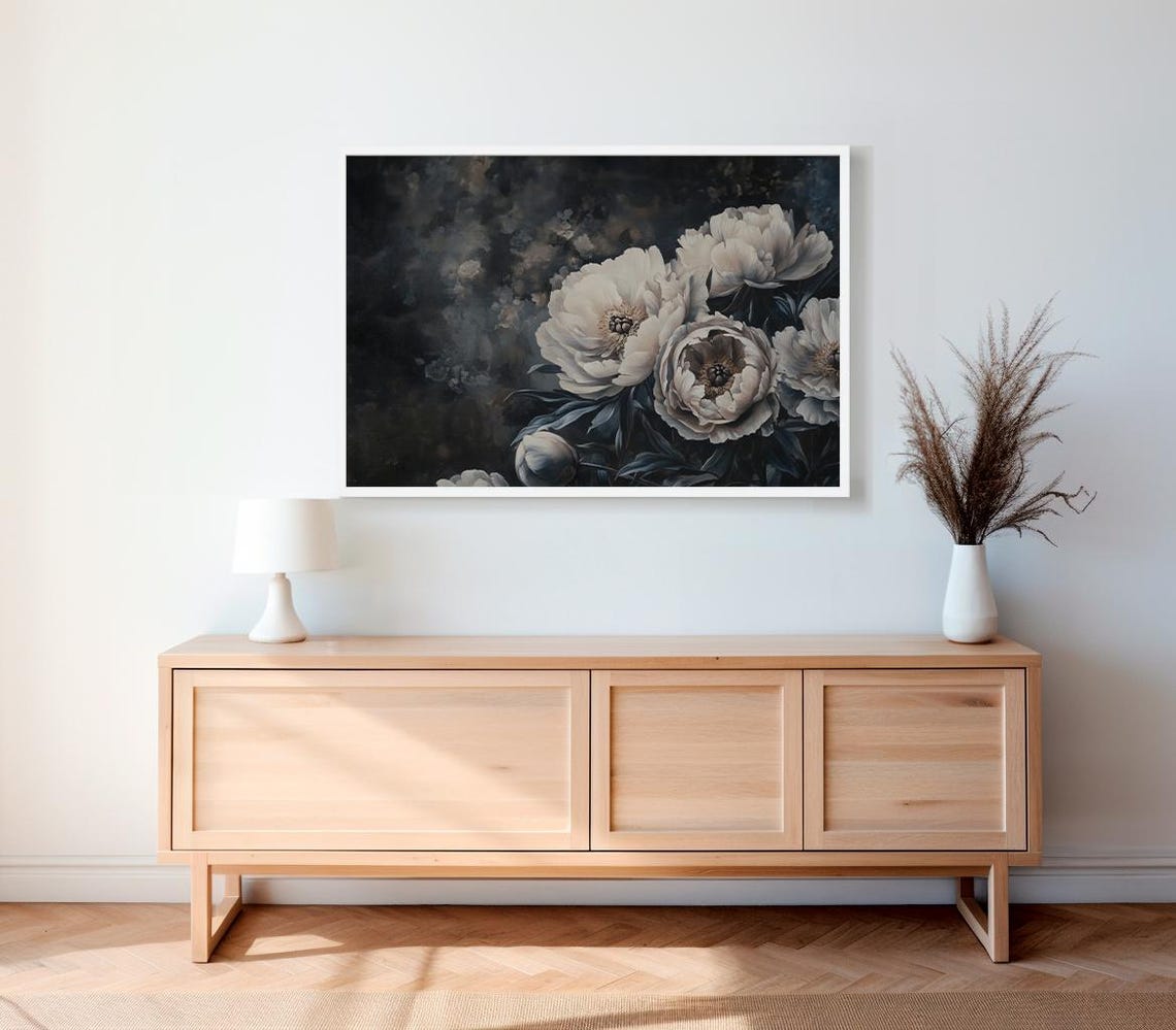 Moody Floral Frame Tv Art Dark Academia Abstract Flowers Vintage Botanical Frame Tv Art Vintage Frame Tv Art Antique Flowers - Image 2