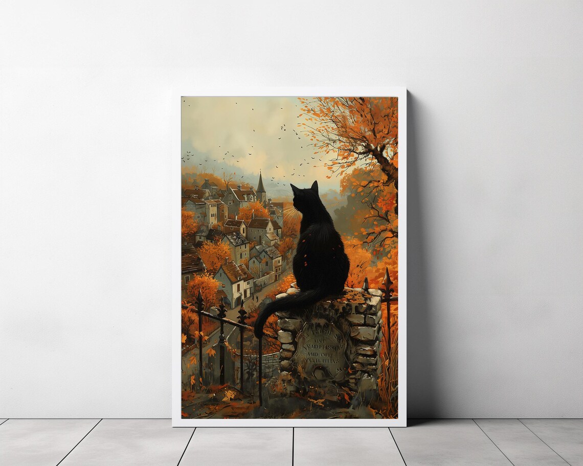 Salem Vintage Travel Poster, Black Cat Witchcraft - Image 3