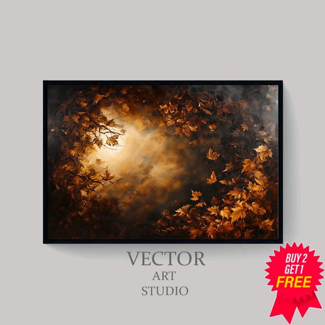 Glowing Moonlight Breaking Through Autumn Leaves Fall Poster - Image 4