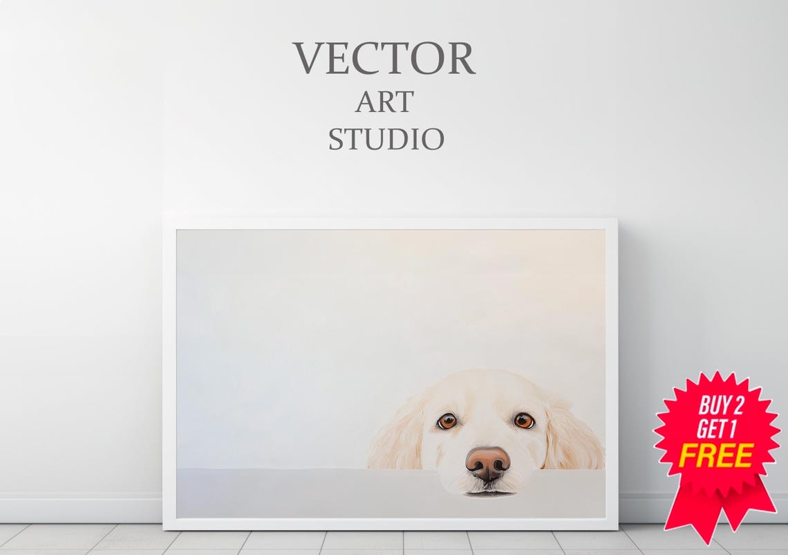 Golden Retriever Puppy Peeking Over The Edge Minimalist Dog Poster - Image 3