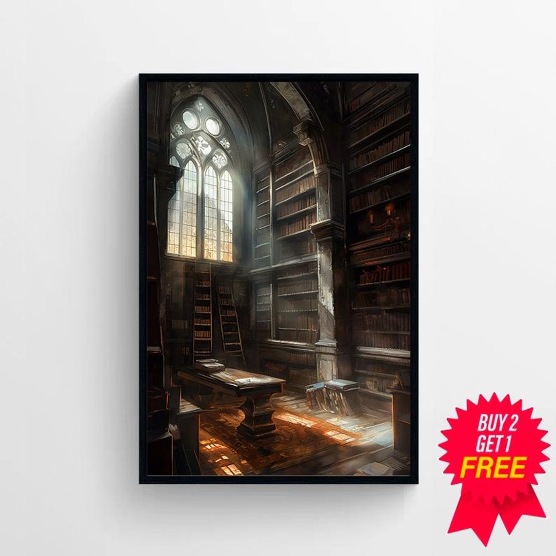 Gothic Library Print Vintage Poster Art Poster Print Dark Academia Reading Gifts Gothic Victorian - Image 4