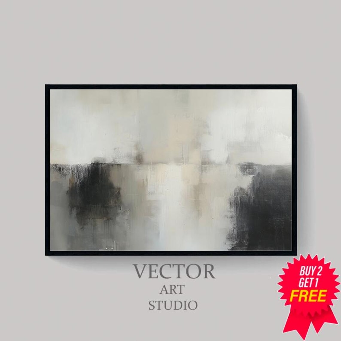 Abstract Beige and Gray Minimalist Neutral Modern Painting Poster - Image 4