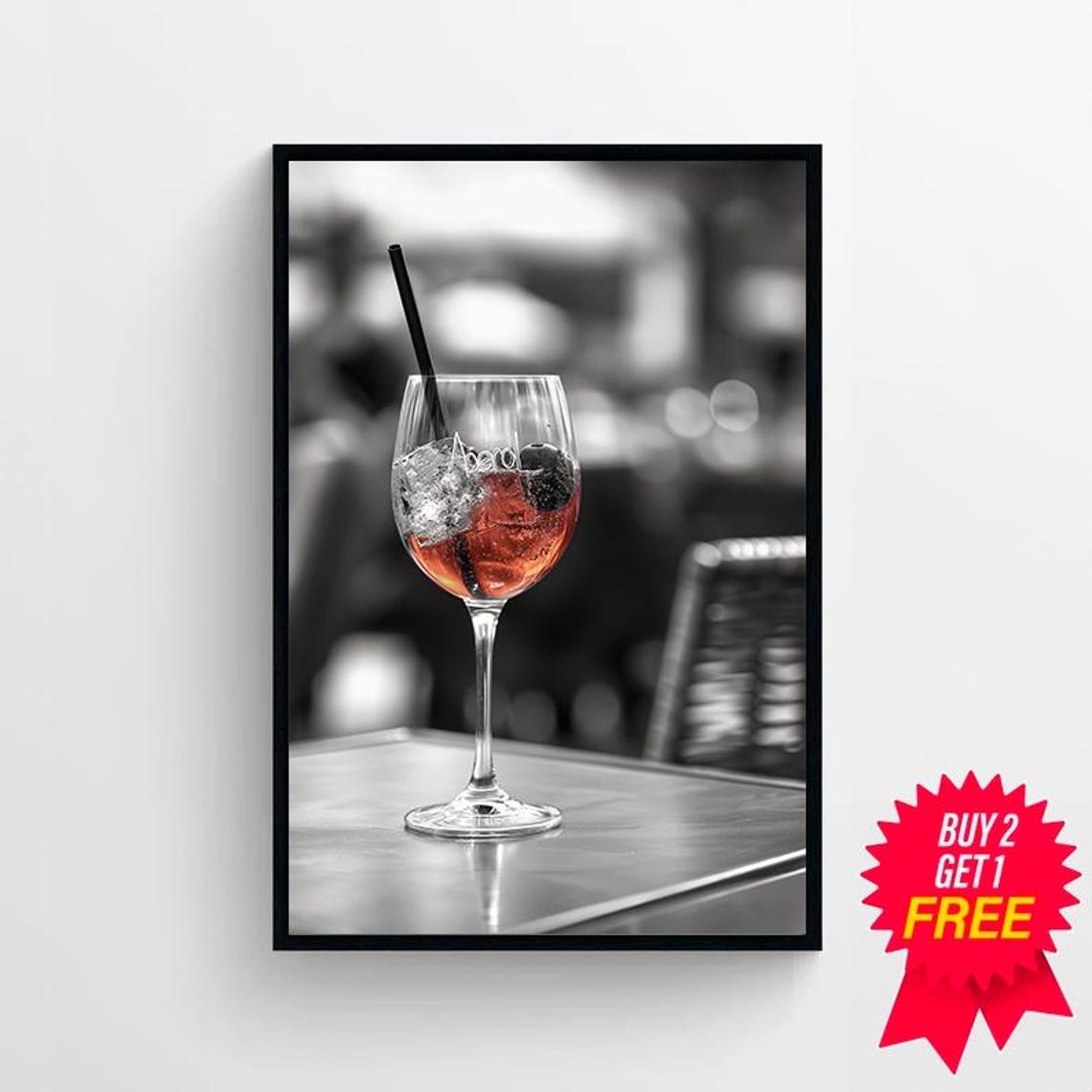 Chic Aperol Spritz Cocktail with Moody Cafe Bokeh Photo Poster - Image 4