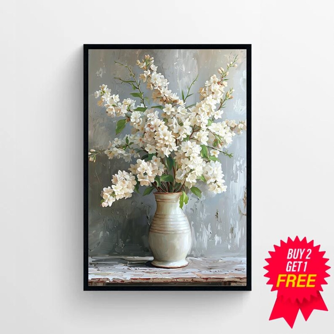 Muted Floral Spring Flowers in Vintage Vase Art Print - Image 4
