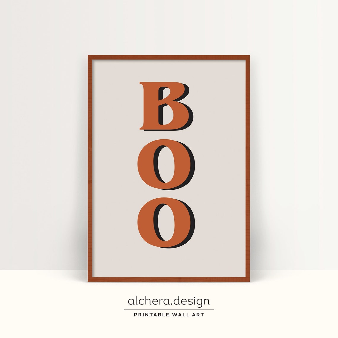 Funny Boo Big Retro Letters Orange Halloween Decor Art Poster