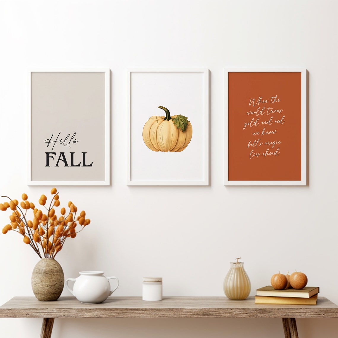 Cream Pumpkin Watercolor Autumn Beige Minimalist Kitchen Art Poster - Image 2