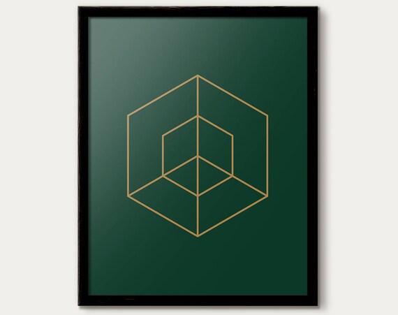 Hexagon Print Art Hexagon Print Hexagonal Poster Hexagon Decor Minimal Wall Art Green And Gold Geometric Wall Art Honeycomb Print