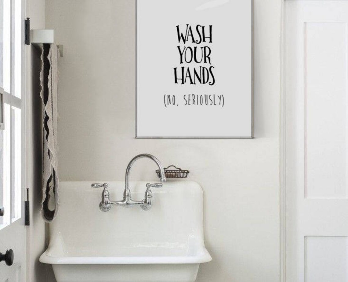 Wash Your Hands Funny Bathroom Sign Art Print - Image 2