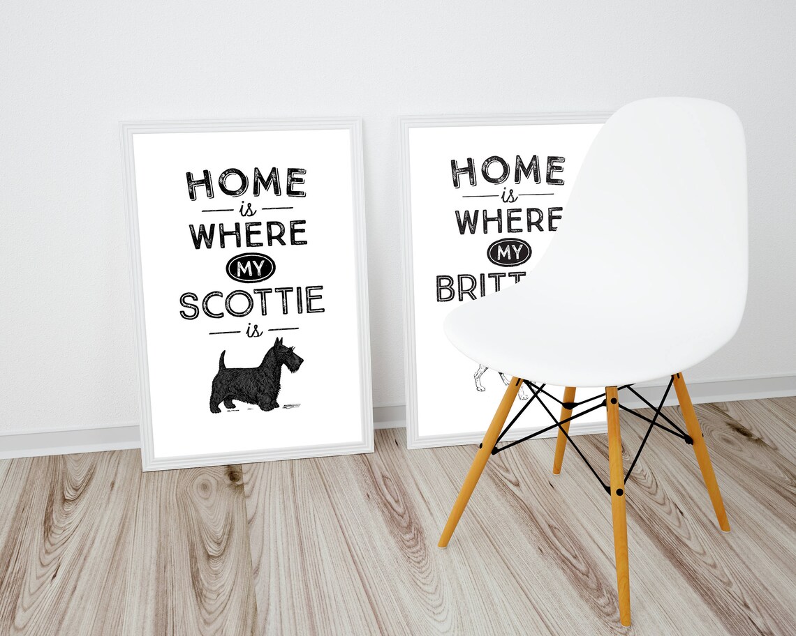Home Is Where My Scottie Is Scottish Terrier Dog Lover Quote Poster - Image 2