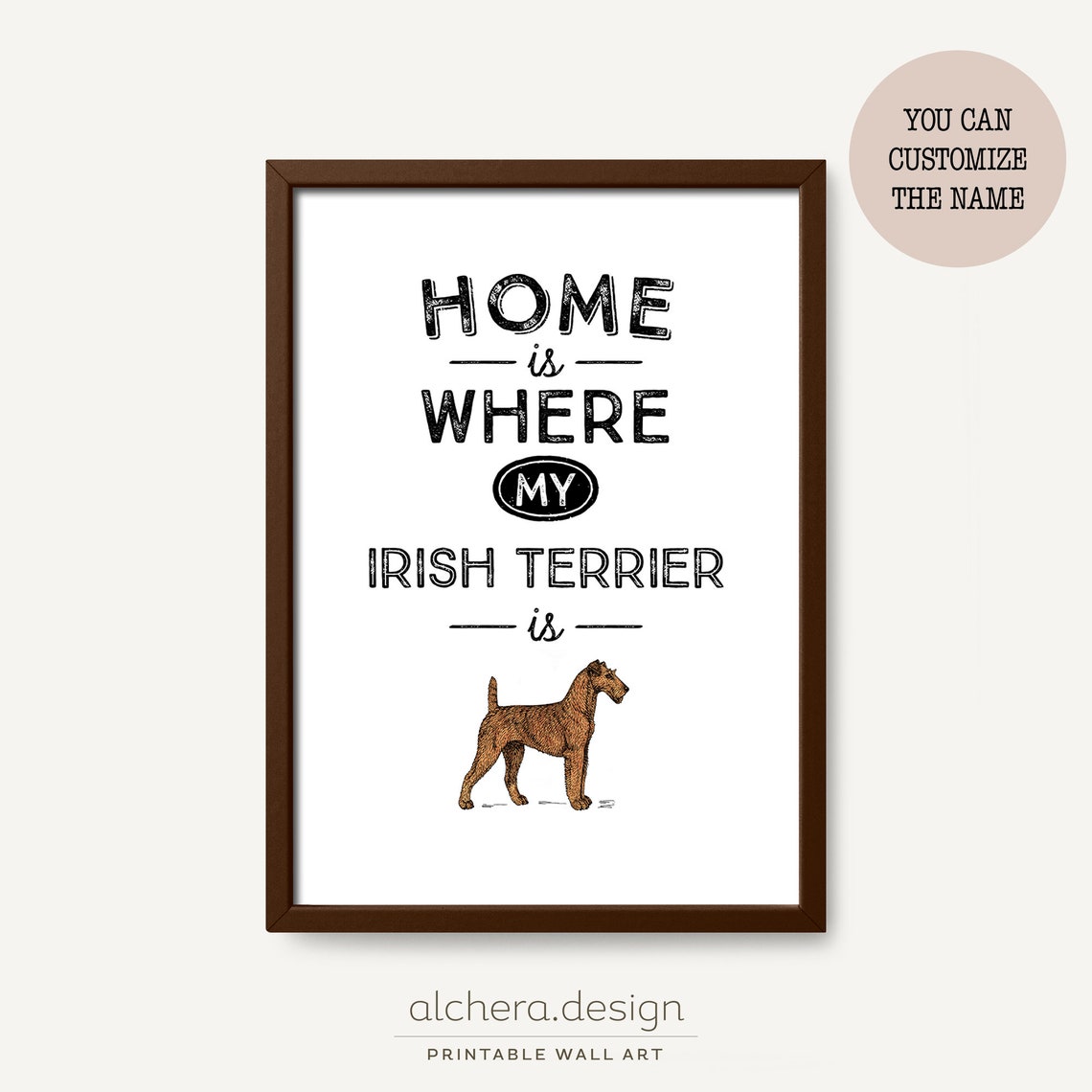 Home Is Where My Irish Terrier Is Irish Terrier Dog Quote Poster