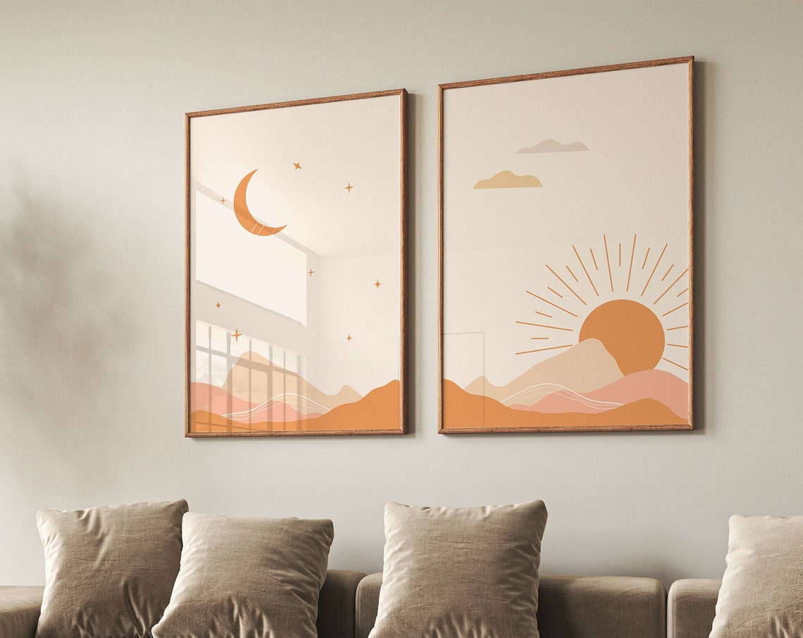 Boho Prints Boho Landscape Aesthetic Decor Sunshine Nursery Abstract Art Rainbows Boho Prints - Image 3