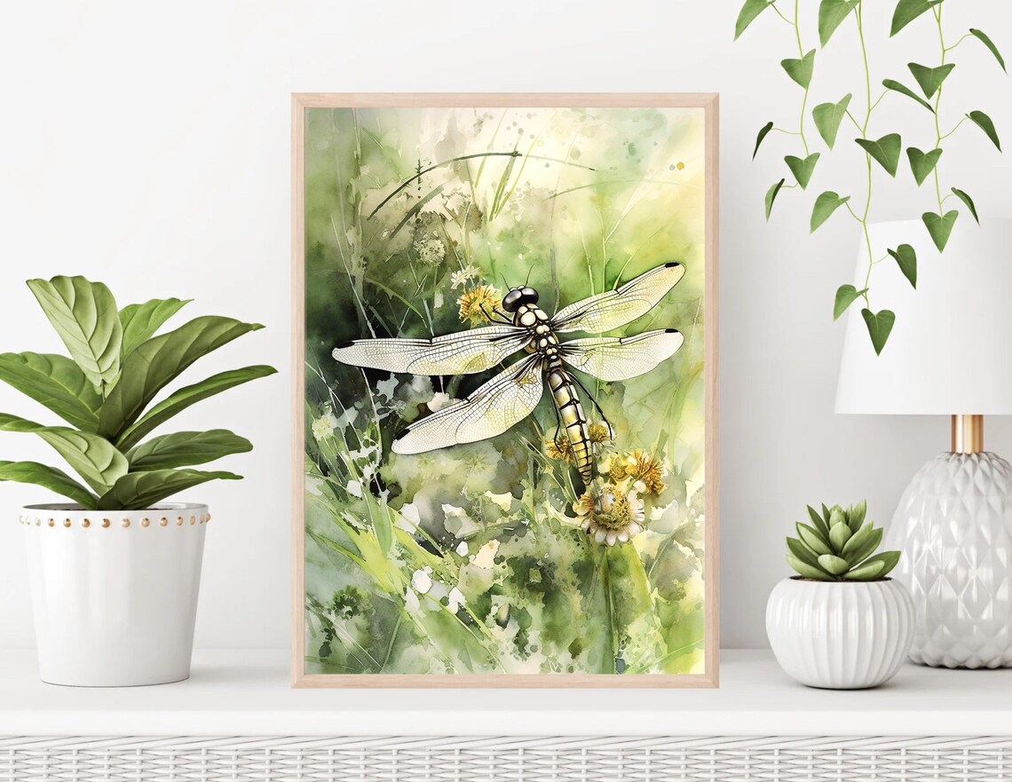 Dragonfly Botanical Watercolor Insect Wildlife Nature Art Print - Image 5