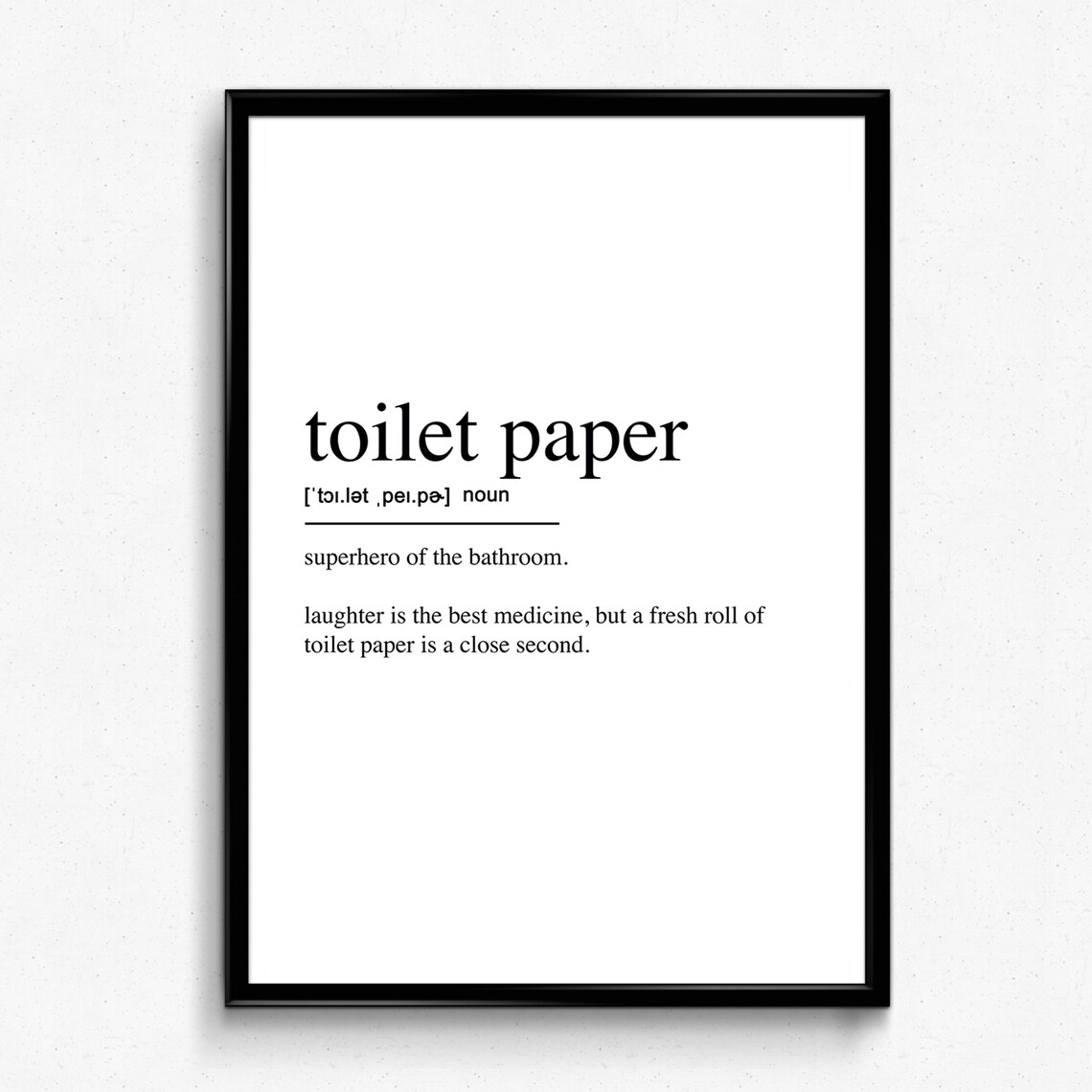 Toilet Paper Definition Poster Funny Bathroom Dictionary Art