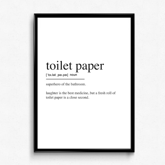 Toilet Paper Definition Poster Funny Bathroom Dictionary Art