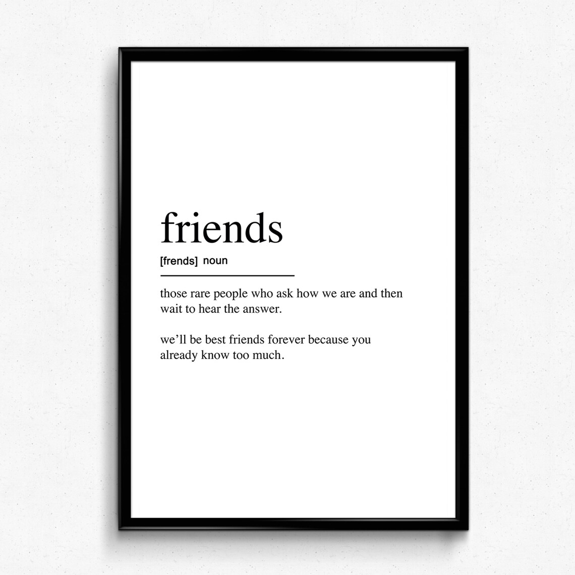 Friends Definition Print, Modern Scandinavian Art Print