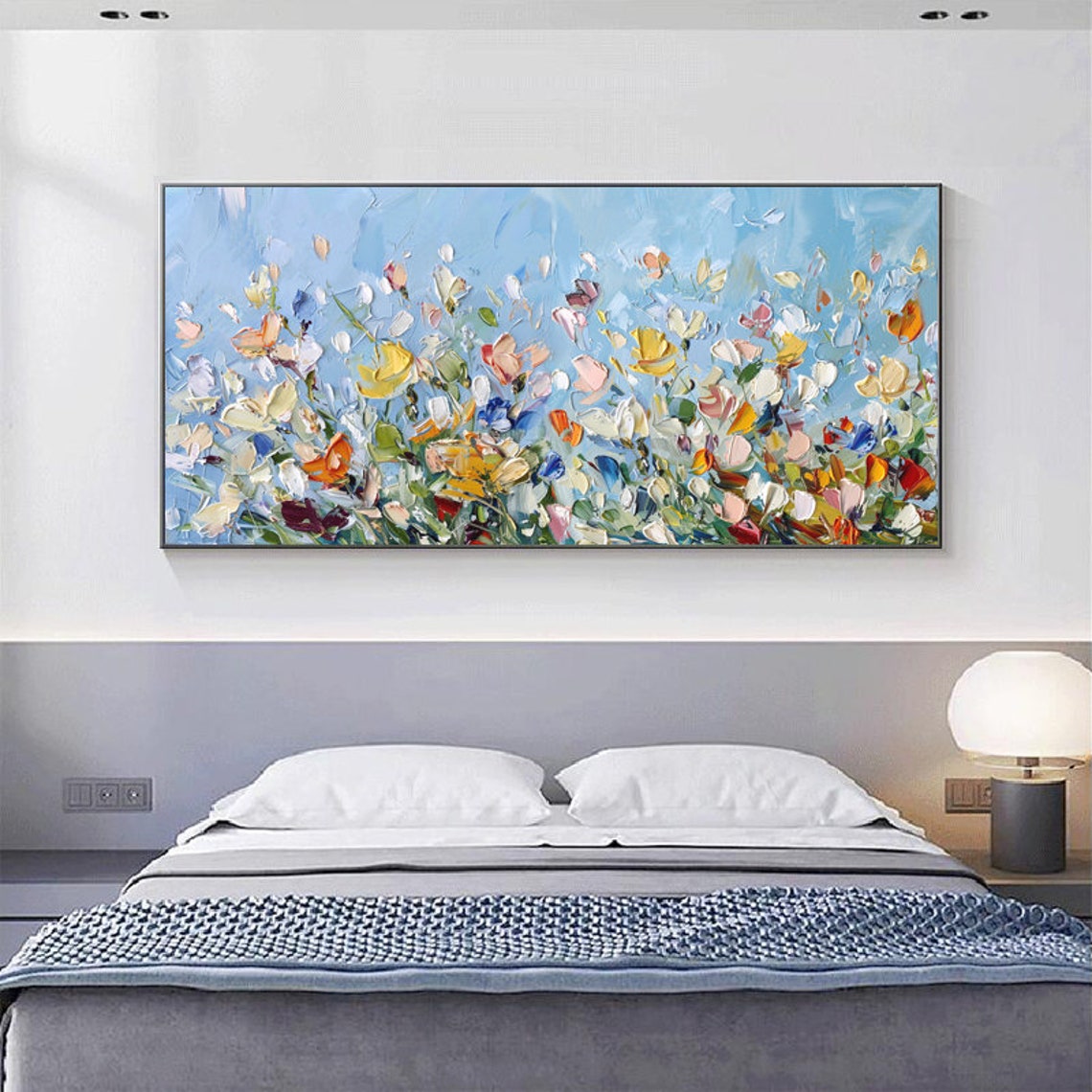 Colorful Wildflower Meadow On Sky Blue Floral Painting Art Poster - Image 3
