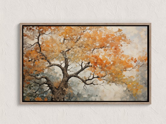 Autumn Landscape Print Fall Wall Art Vintage Style Oil Painting Country Farmhouse Scene