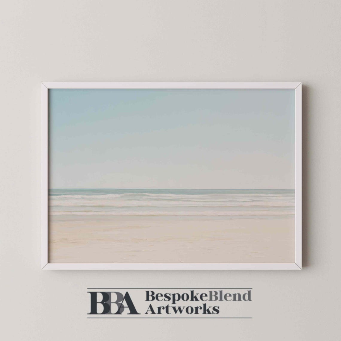 Minimalist Beach Painting Calm Ocean Waves Neutral Coastal Wall Art