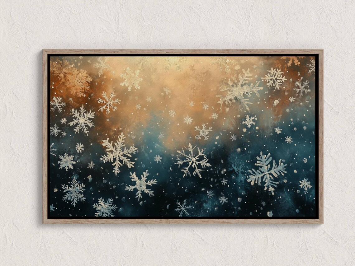 Elegant White Snowflakes Teal Gold Winter Holiday Seasonal Style Poster