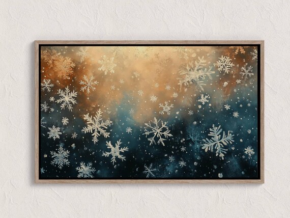 Elegant White Snowflakes Teal Gold Winter Holiday Seasonal Style Poster