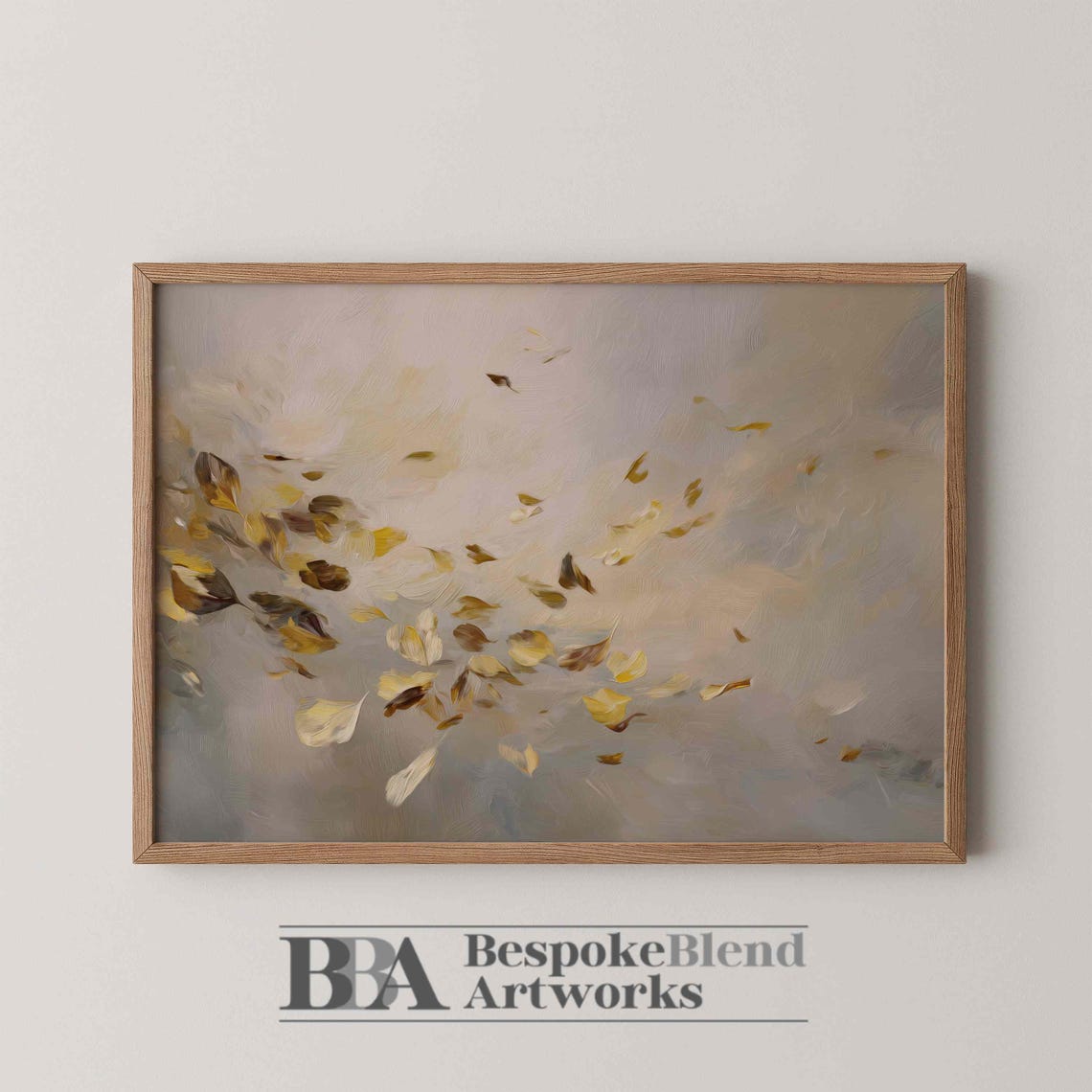 Golden Falling Leaves Autumn Foliage Soft Abstract Nature Print