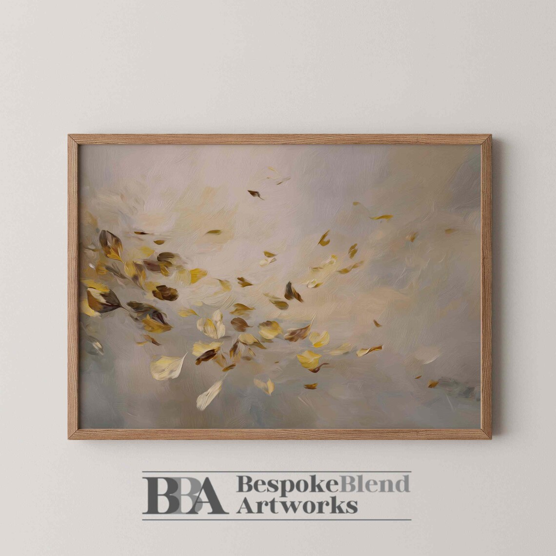 Golden Leaf Wall Art Abstract Botanical Autumn Decor For Rustic Fall Interiors Thanksgiving Display Or Neutral Styling