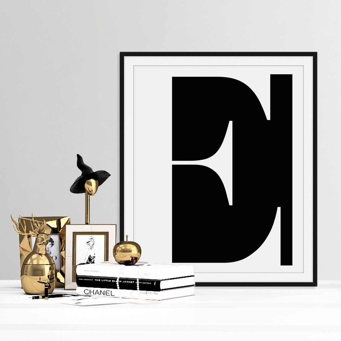 Oversized Letter E Monogram Minimalist Black Typography Poster - Image 3
