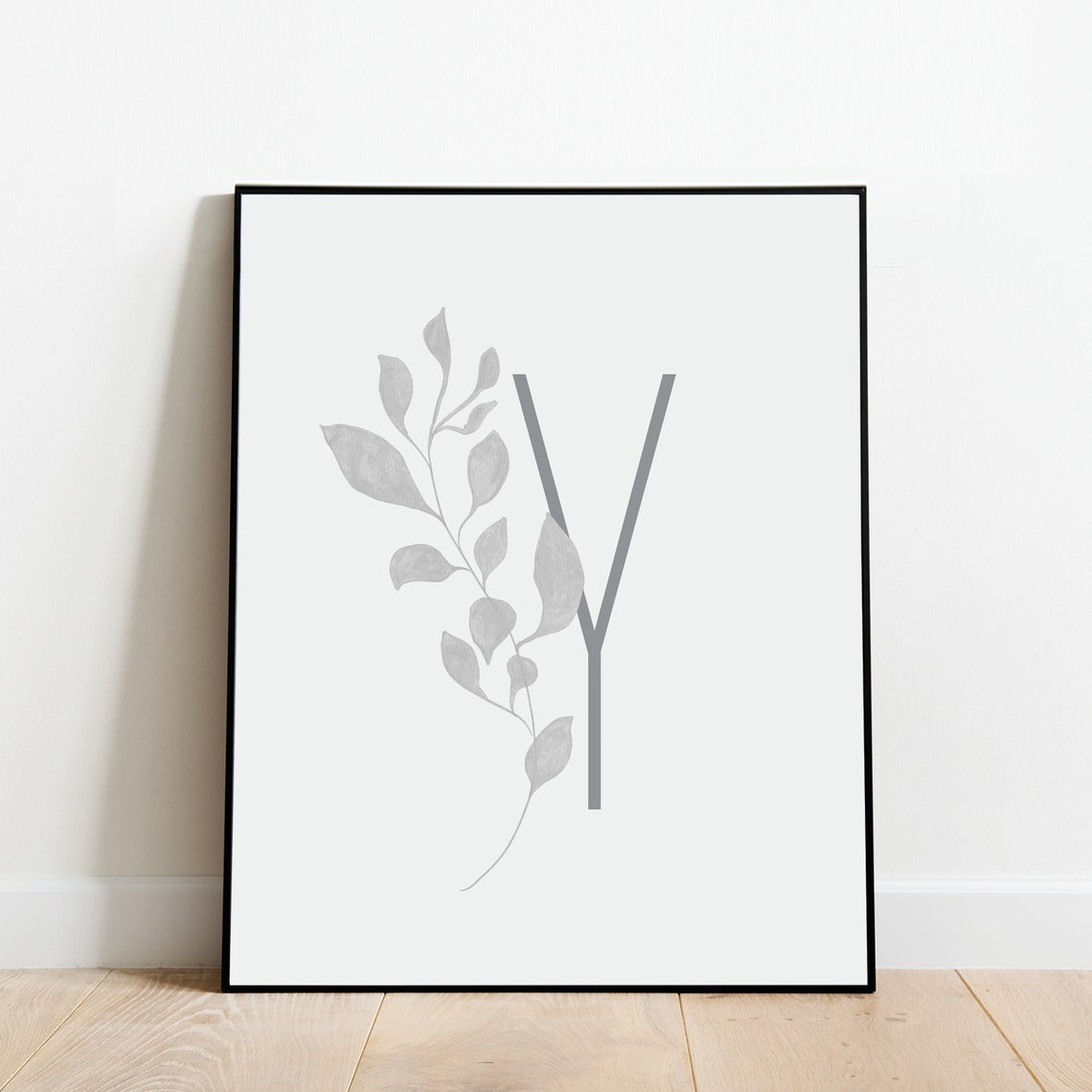 Letter Y Botanical Branch Boho Alphabet Initial Modern Wall Art - Image 3