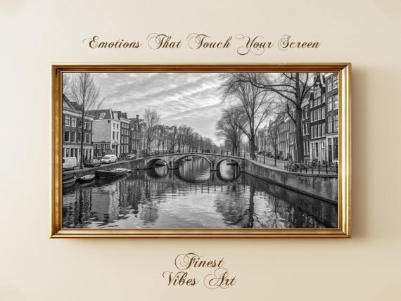 Amsterdam Canal Bridge, Vintage European Cityscape Print