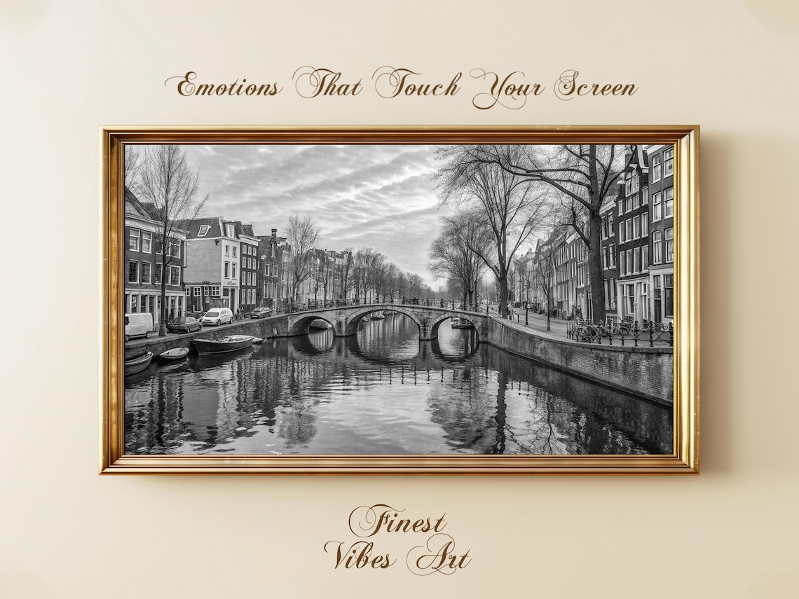 Amsterdam Canal Bridge, Vintage European Cityscape Print