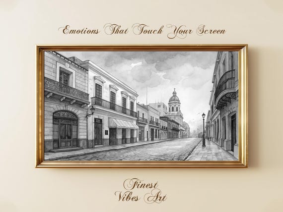 Black And White Buenos Aires Street Art Vintage Ink Watercolor Cityscape Historic Architecture