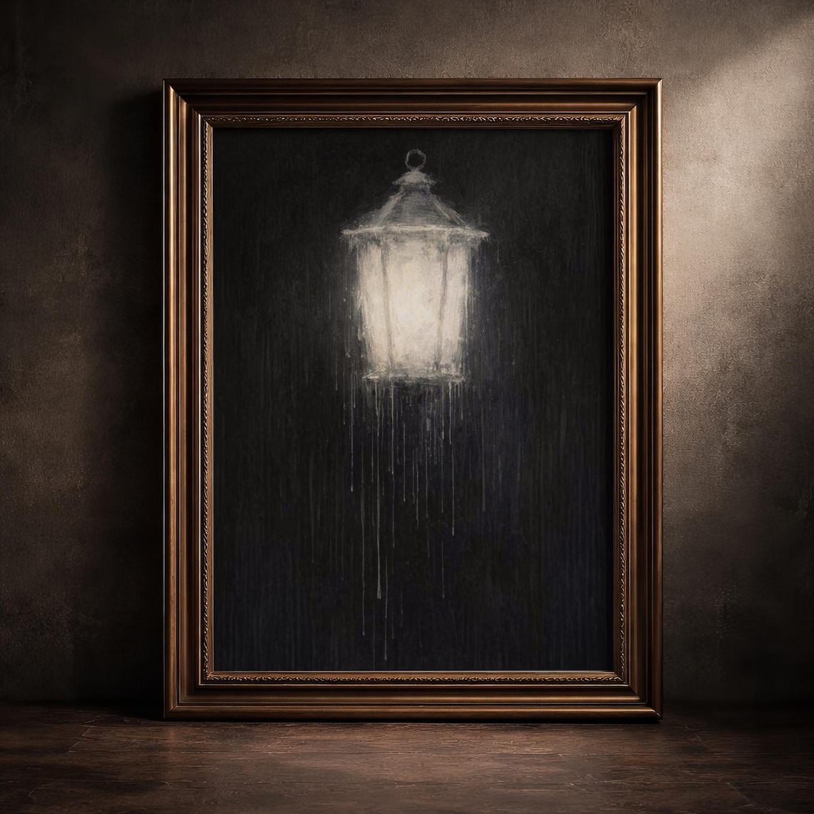 Dark Academia Lantern Art Print, Gothic Streetlamp