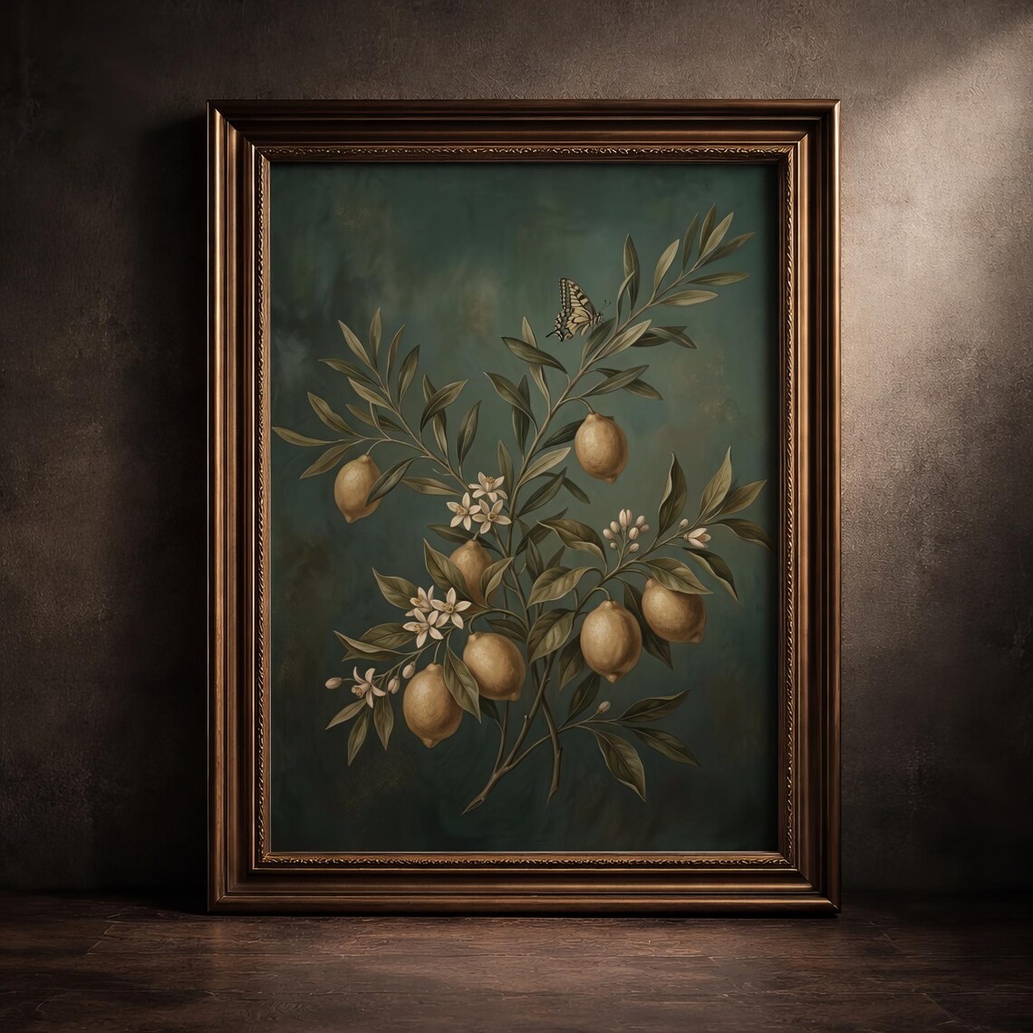 Moody Lemon Branch Botanical Citrus Blossom Mediterranean Kitchen Poster