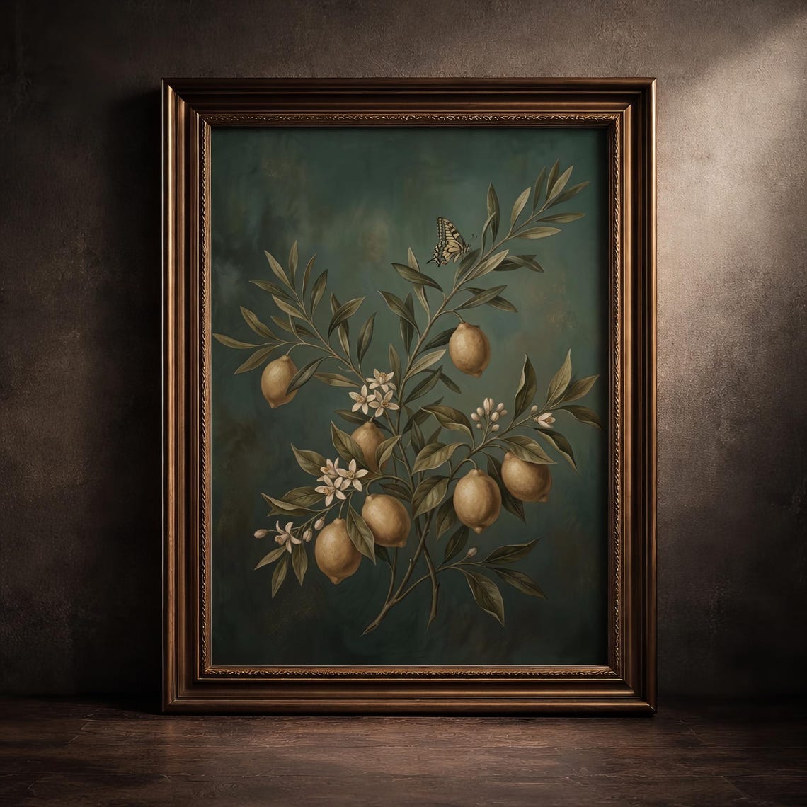 Vintage Lemon Branch Botanical Moody Citrus Mediterranean Wall Art