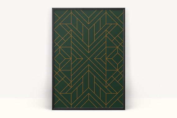 Art Deco Pattern Print, Minimalist Office Wall Art