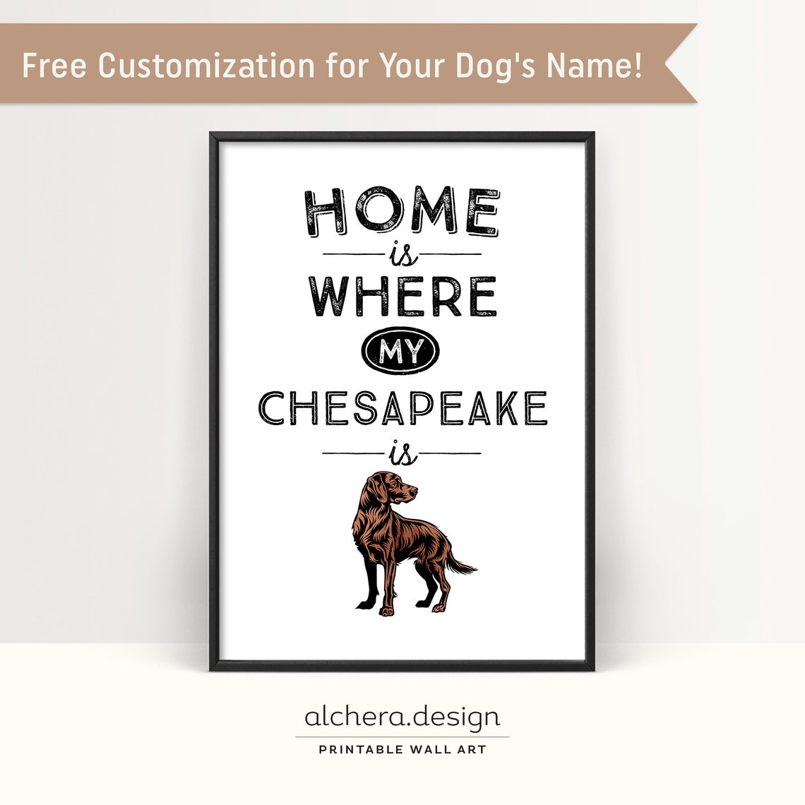 Home Is Where My Chesapeake Is Chesapeake Retriever Dog Quote Poster
