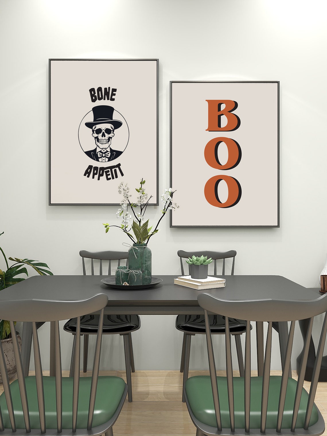 Bone Appetit Skeleton Halloween Kitchen Gothic Retro Style Poster - Image 2