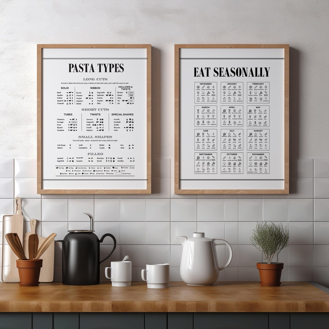 Italian Pasta Types Kitchen Art Poster Guide - Image 2