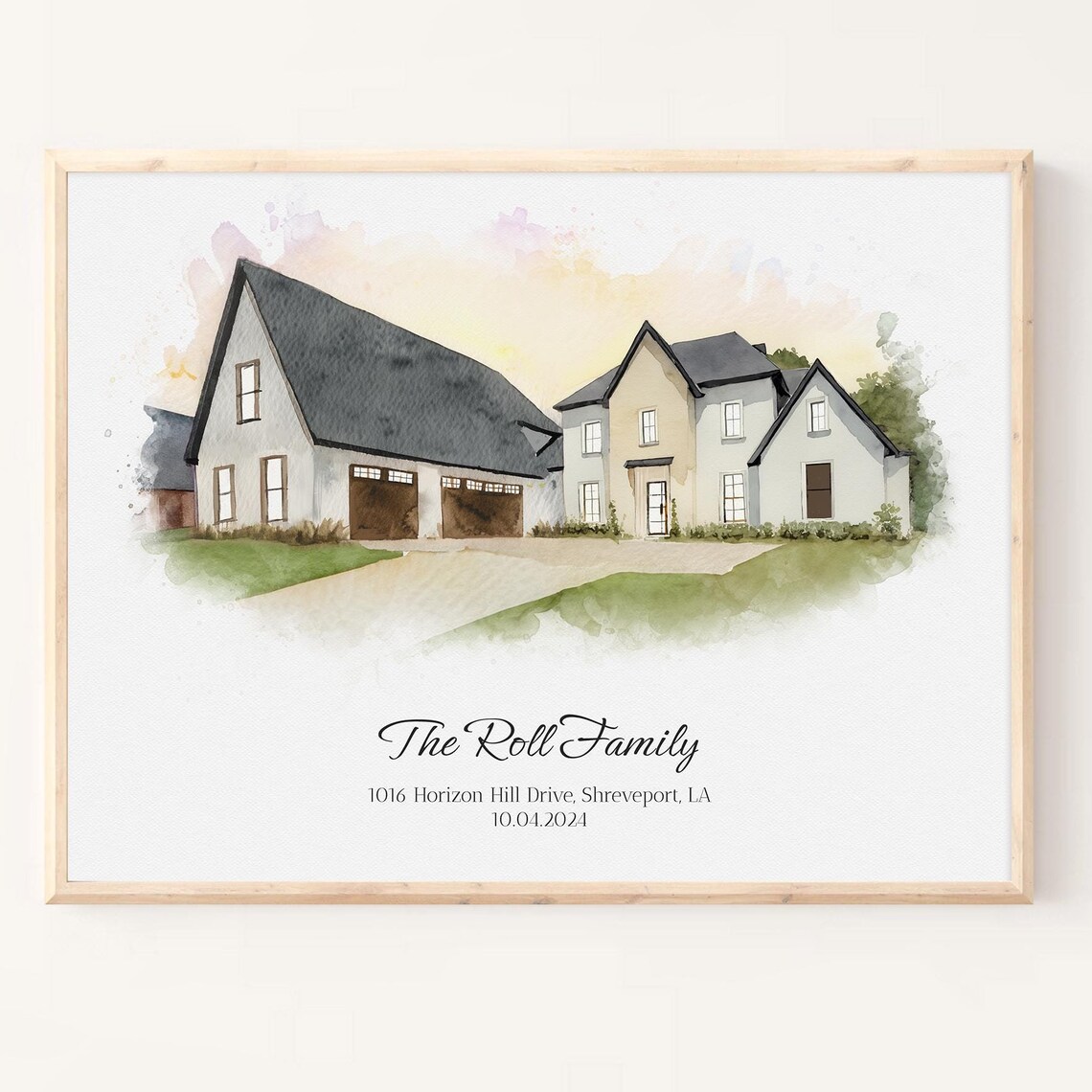 The Roll Family Custom Modern Farmhouse Watercolor Portrait Poster