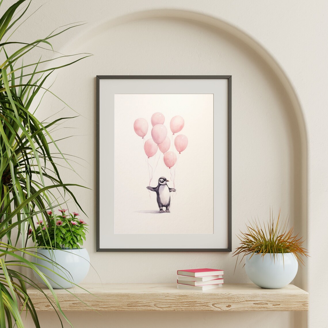 Minimal Penguin Art Print, Retro Nursery Decor - Image 2
